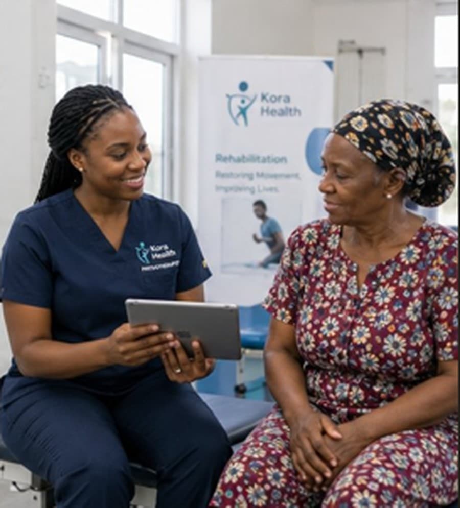 Kora Health assessment with tablet-enabled tracking