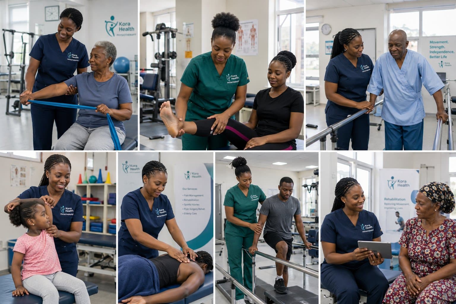Leg pulley exercise supervised by a therapist